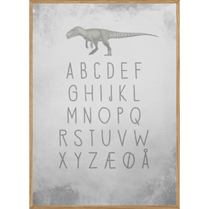 GREY DINOSAUR ABC - BRNEPLAKAT
