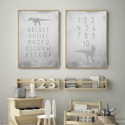 GREY DINOSAUR NUMBERS - BRNEPLAKAT