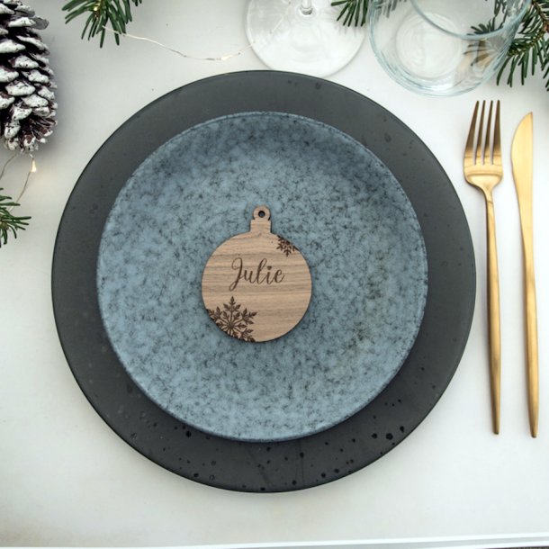 Julekugle med fnug - valgfrit navn