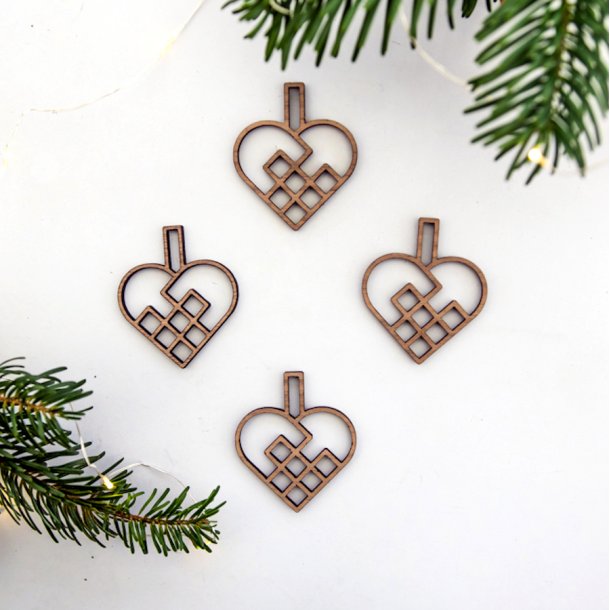 Sm udskrede julehjerter - st  4 stk.