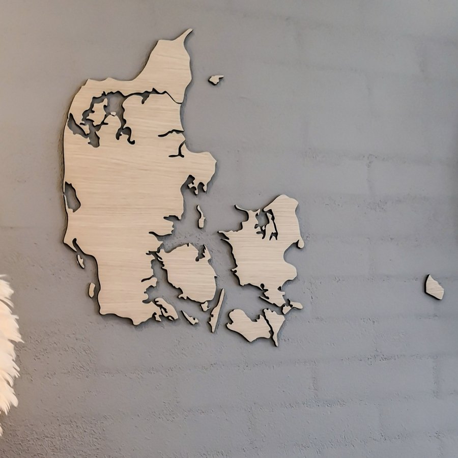 Danmarkskort i lækker træ